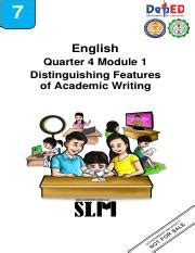 Quarter 4 Module 1: The Features of Academic Writing .